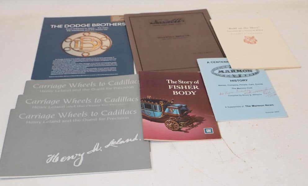 Group of 8 Dodge Brothers, Fisher Body, Marmon, Cadillac, Maxwell, and Budd Paperback Books: largest 9" x 11" x .25"
