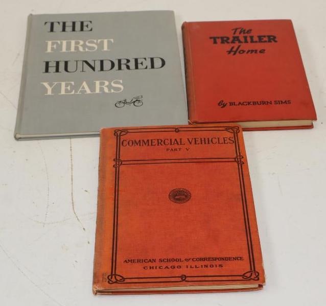 Group of 3 The Trailer Home, Commercial Vehicles, and The First 100yrs Hardbound Automobile Books: largest 7" x 9" x .5"