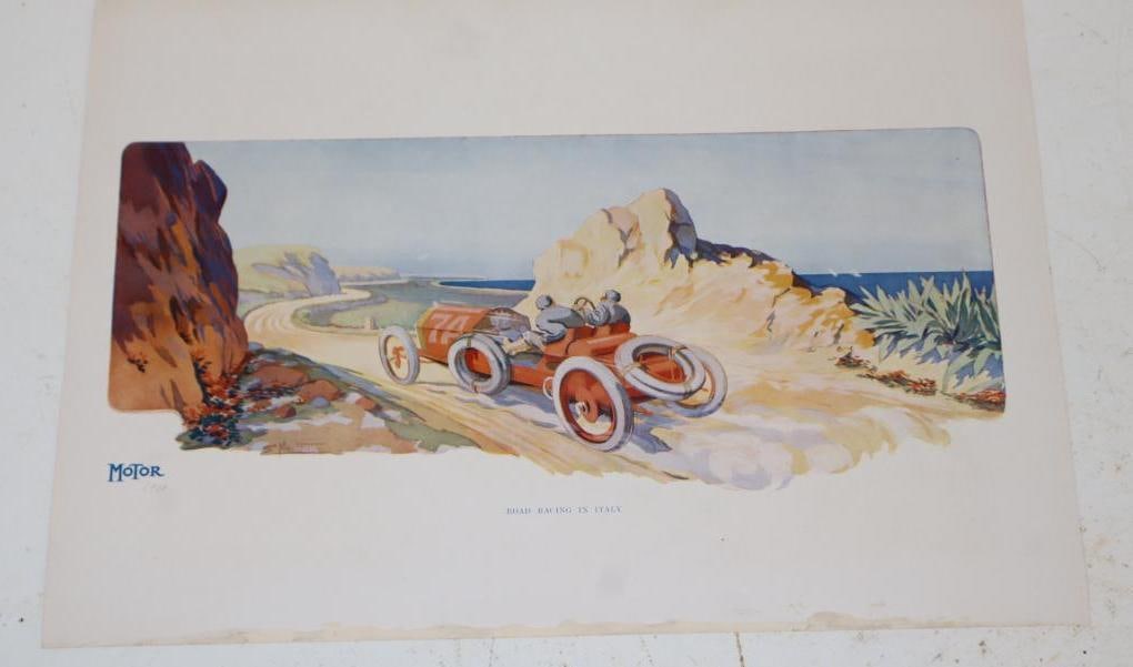1910- Motor Print "Road Racing In Italy": 14x10