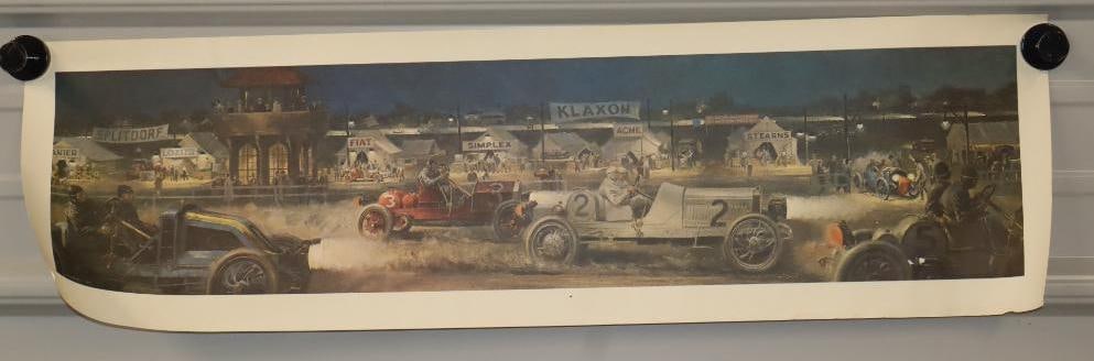 Peter Helck Reproduction Early Auto Racing Print: 31" x 9"