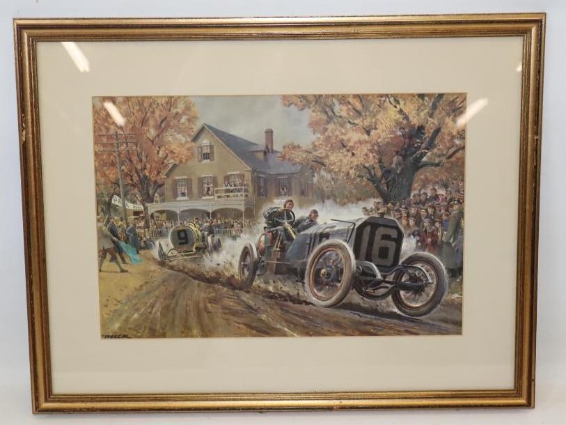 1908 Vanderbilt Cup Race Framed Print By Peter Helck: 25x20