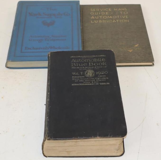 Group Of 3 1920 Blue Book, Chek-Chart Service Guide, And The York Supply Auto Books: Largest Is 6.5x9.5