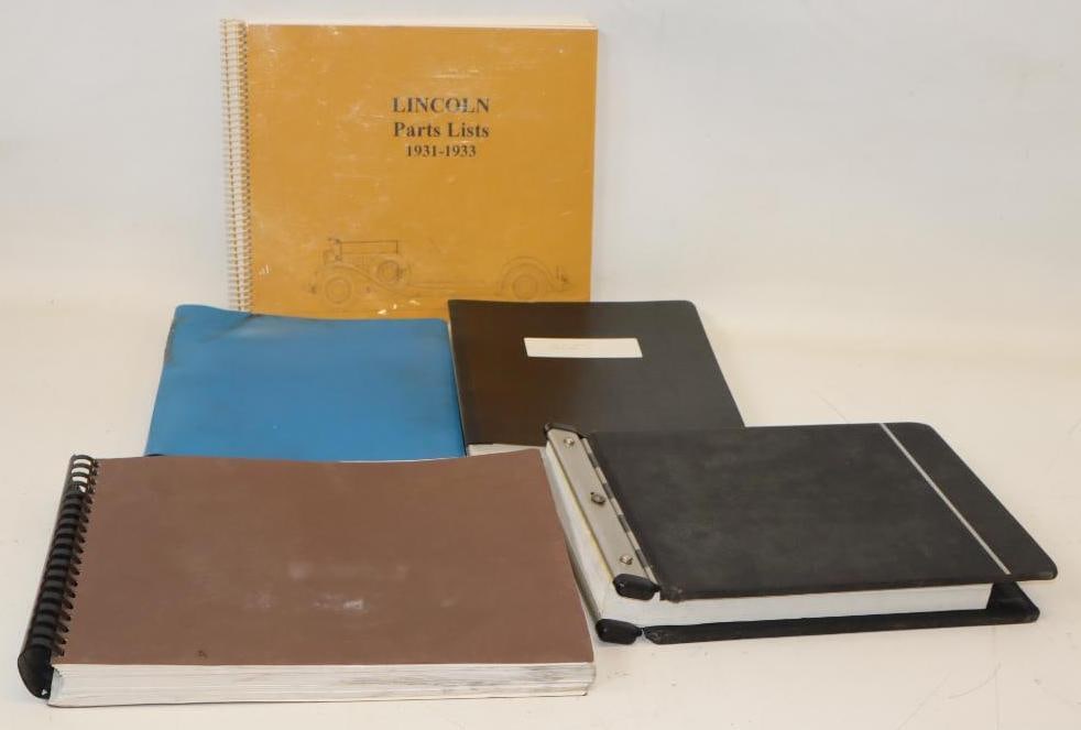 Group Of 5 Lincoln Motorcar Automobile Car Parts Books: Largest Is !4x11