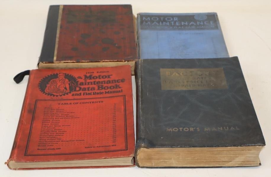 Group Of 4 1930s Motors Factory Shop And Maintenance Automobile Repair Manuals: Largest Is 9x11x2