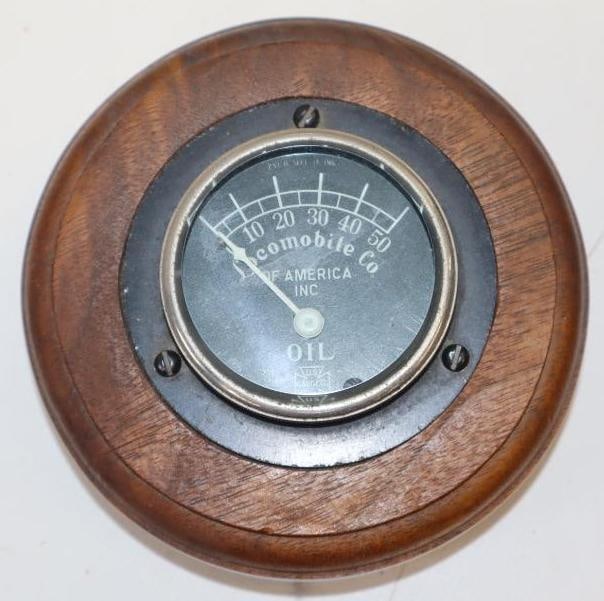 Locomobile Of America Oil Dash Gauge Mounted On Wood: 4x4x2