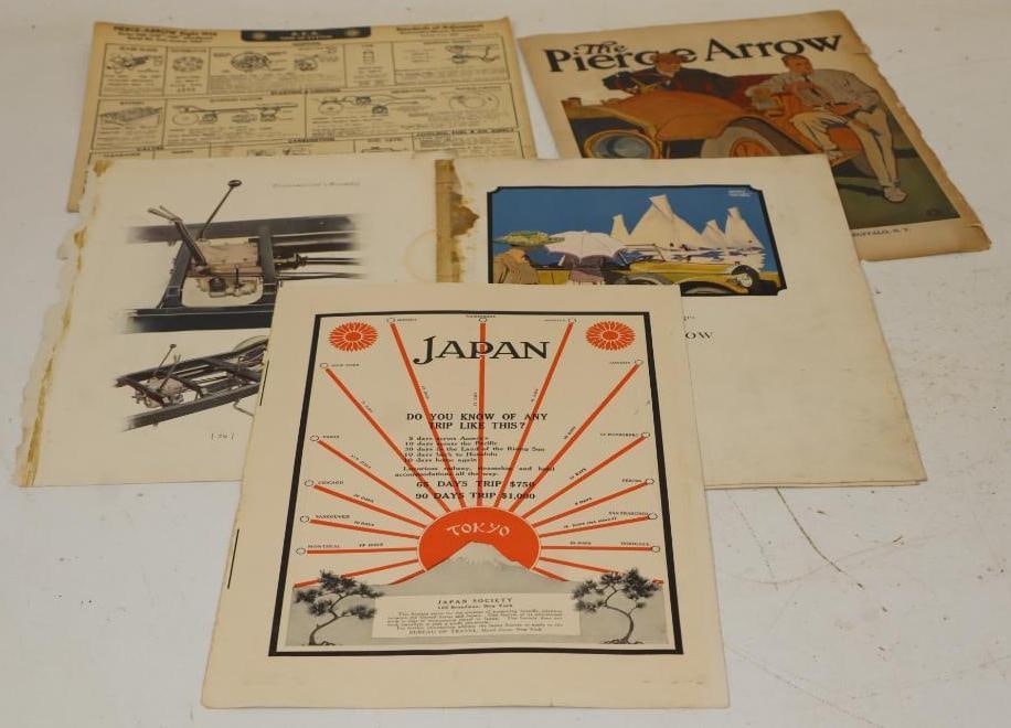 Group Of 5 Pierce-Arrow Magazine Ads And Tune-Up System Chart: Largest Is 12x10