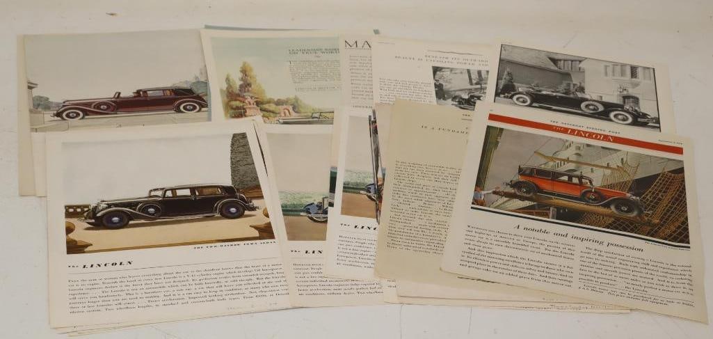 Group Of 25 1930s Lincoln Motorcar Magazine Ads: 10.5x14 Each