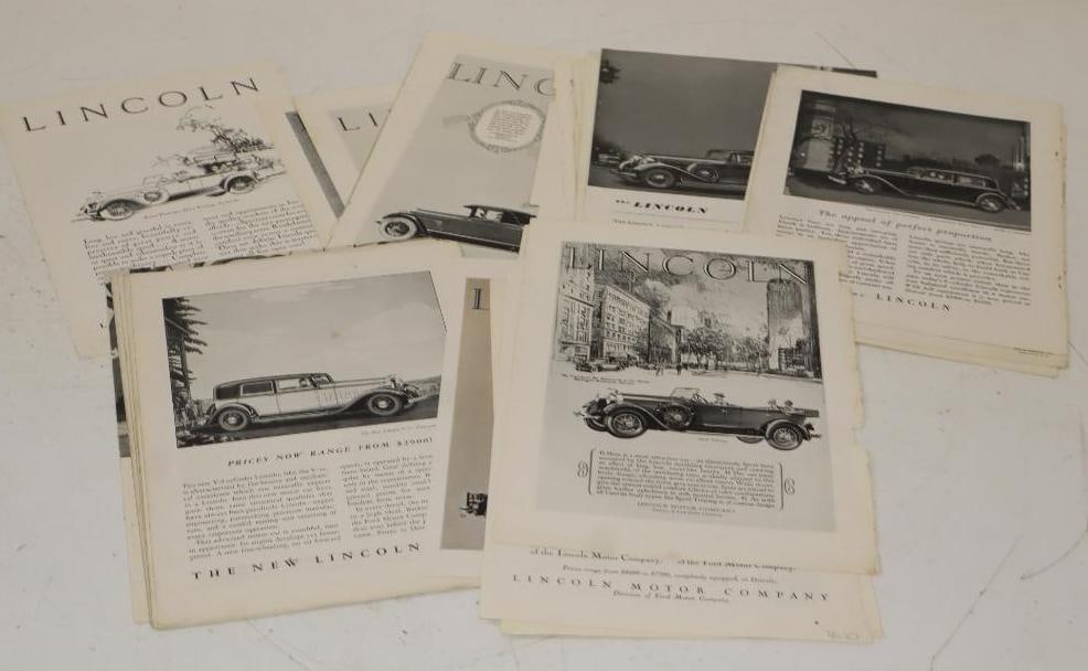 Group Of 29 Lincoln Motorcar Magazine Ads: 6x10 Each