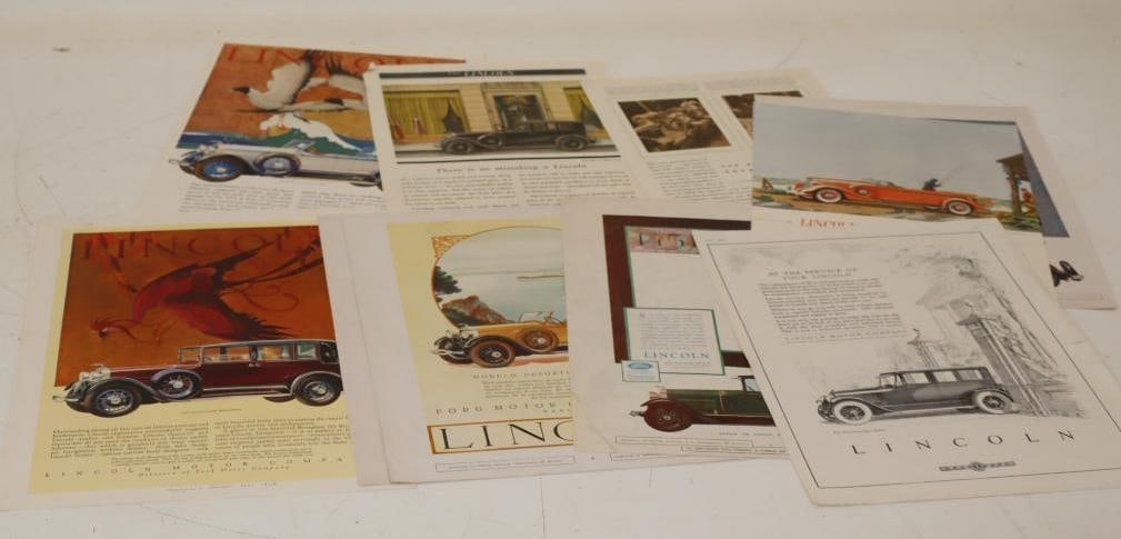 Group Of 11 Lincoln Motorcar Magazine Ads: 9x12.5 Each