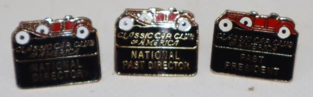 Group Of 3 Classic Car Club Of America National Director, National Past Director & Past President: .75x.6 Each