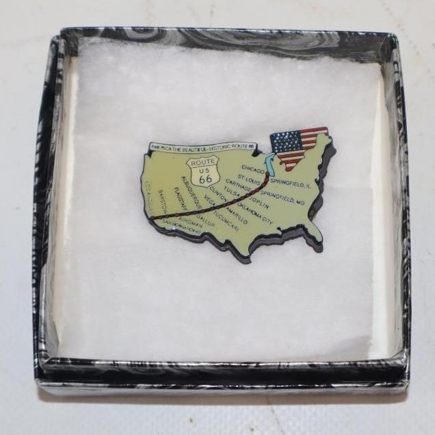 Route 66 Historical Route US Shaped Souvenir: 1.75X1.25