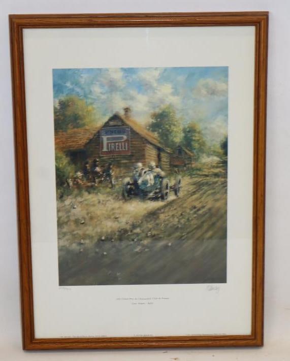 Peter Hearsey 1921 Grand Prix De L'Automobile Club De France Signed Framed Print: 13.5x19