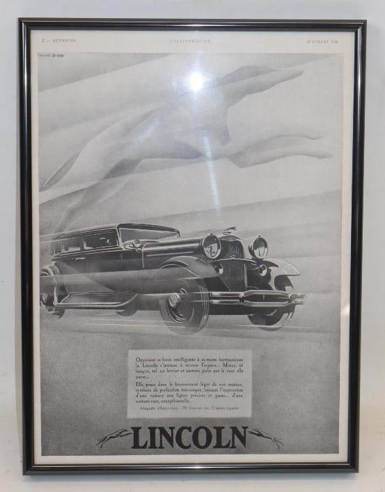1931 L' Illustration Magazine Framed Lincoln Motor Car Advertisement (1 of 3)