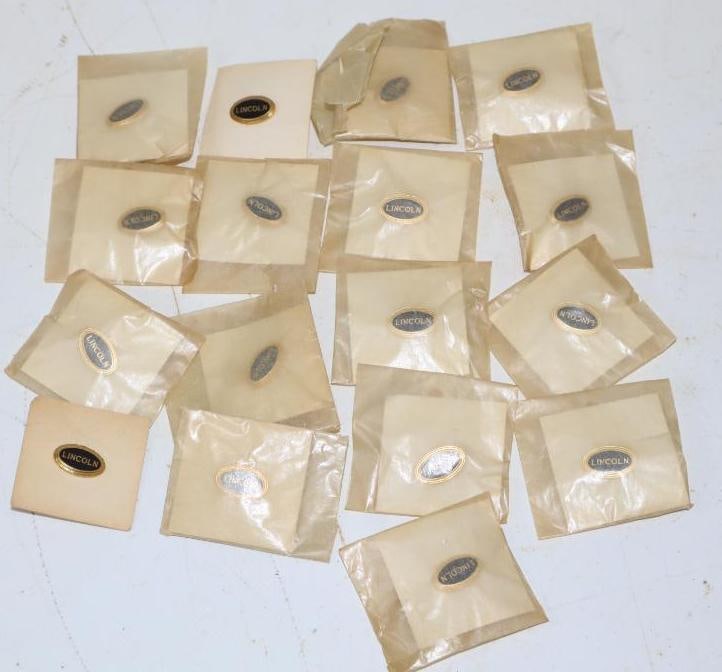 Group Of 17 Lincoln Motor Car Pin Back Badges: .75x.25 Each