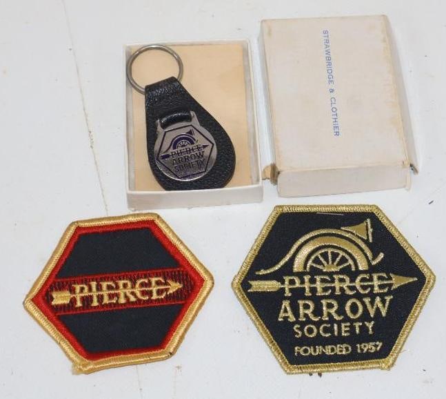 Group Of 3 Pierce-Arrow Keychain & Shirt Patches: Largest Is 3.5x3