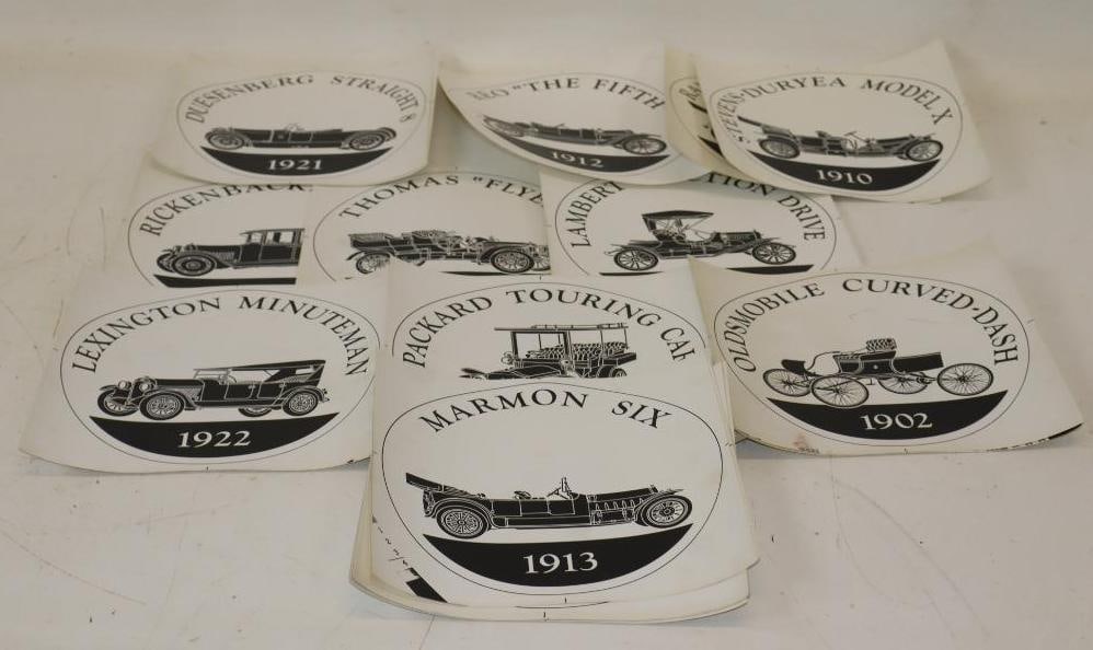Group Of 21 Early Reo Automobile Modern Decals: 8.5x8.5 Each