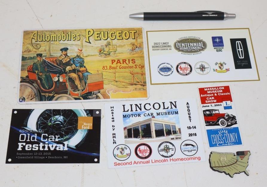 Group Of 7 Lincoln Cars, Highway, Route 66, Peugeot Postcard And Other Collectibles: Largest Is 6x4