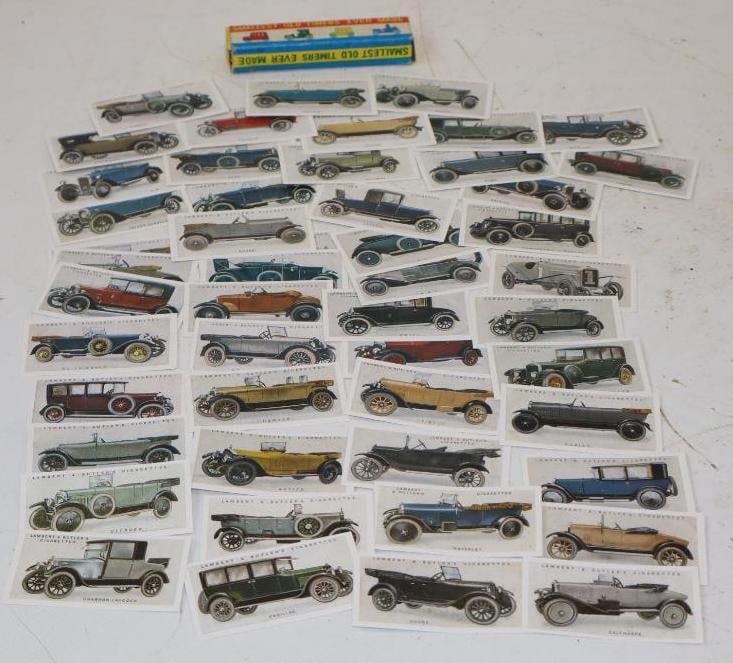 Group Of 51 Lambert And Butlers Cigarettes Early Car Cards And Toy Cars In Box: Largest Is 4x1x1