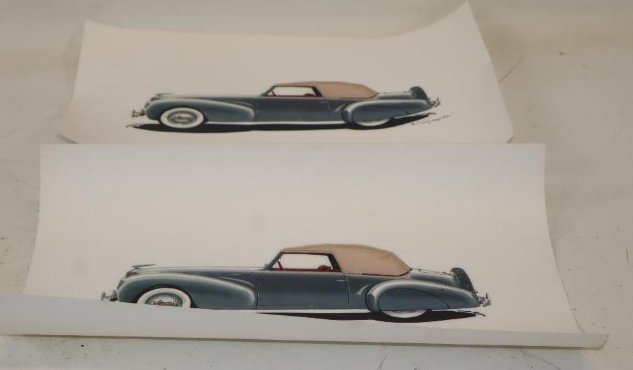 Group Of 2 1941 Lincoln Zephyr Prints E.T. Gregorie Signed (1 of 4)