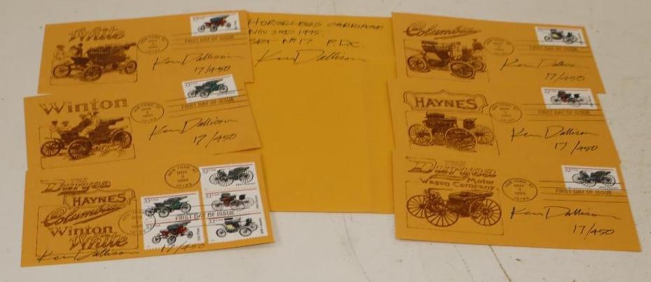 Group Of 6 1995 American Classic Postmarked Stamps with Ken Dallison Signatures: 6.5x4 Each