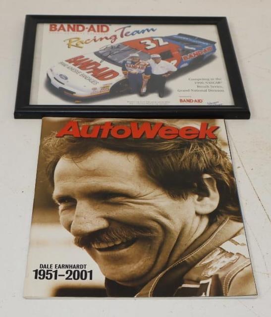 2001 Dale Earnhardt Autoweek Magazine And Dale Jarrett Signed Print: Largest Is 8.5x11