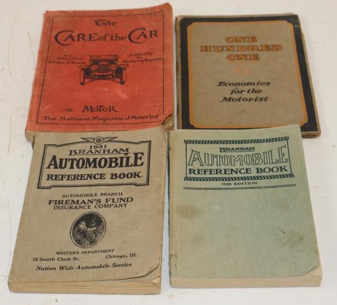 Group Of 4 1920s And 1930s One Hundred One Veedol, Branham Reference Guide And The Care Of The Car: Largest Is 5.5x7.5