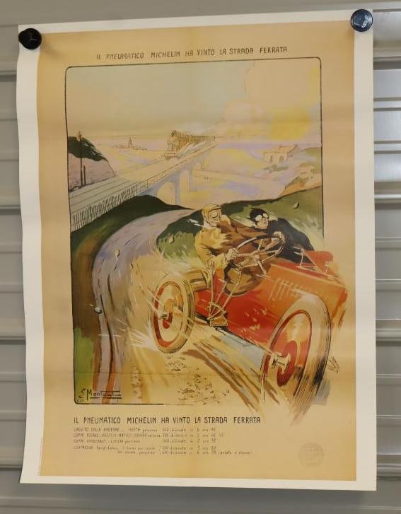 1905 Reproduction Michelin Tires Travel Faster Than Railtrain Italian Poster (1 of 5)