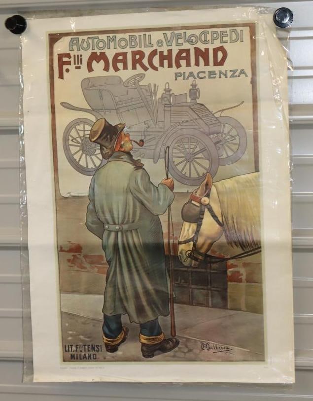 F.Illi Marchand Piacenza Italian Manufacturer of Automobile and Bicycle Reprint Advertising Poster: 20" x 27"