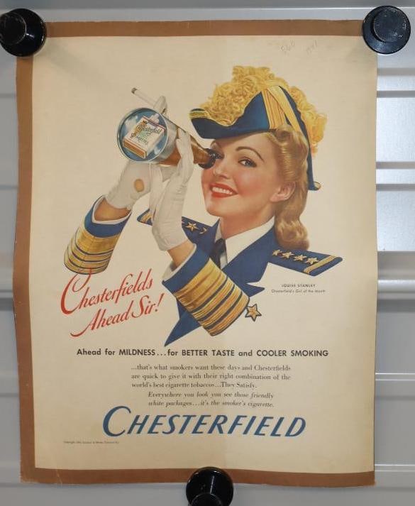 1941 Liggett & Meyers Chesterfield Cigarette Magazine Advertisement: 14" x 11"