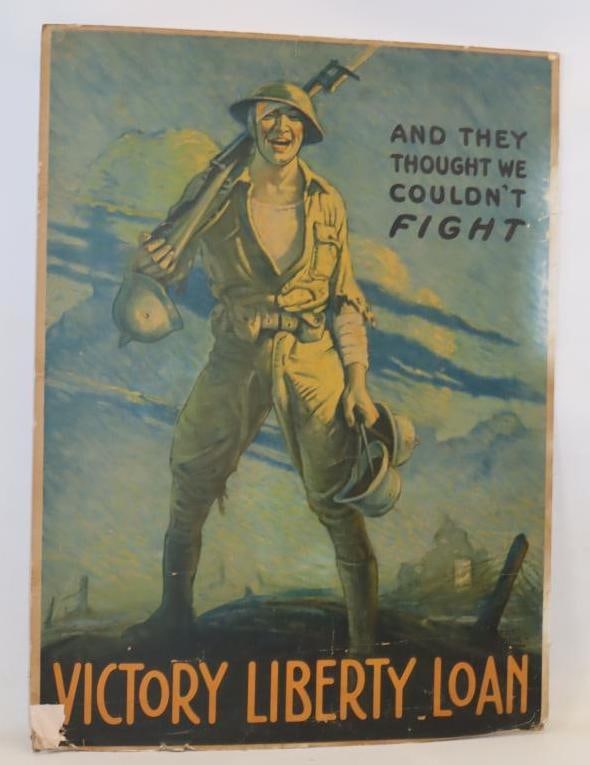 WW2 Victory Liberty Loan Paper Poster Advertisement Mounted On Foam Board: 30x40