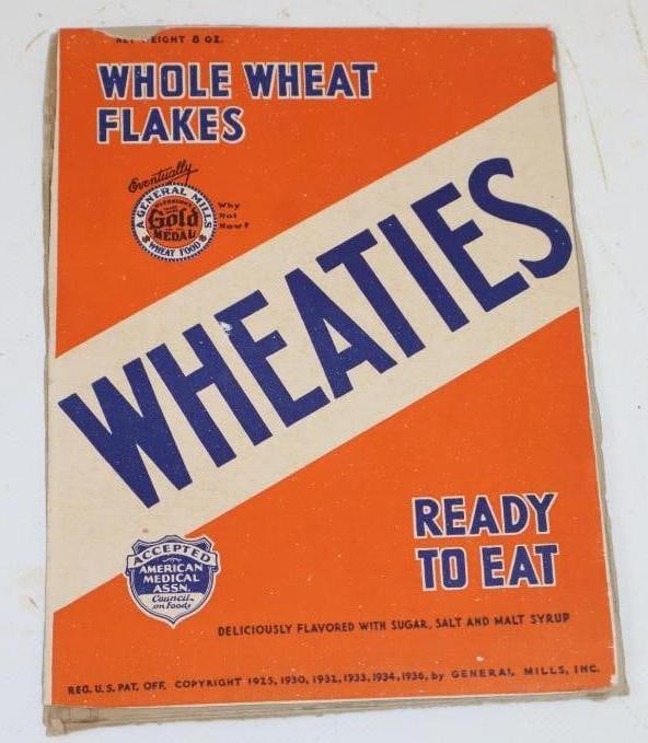 Group Of 2 1930's Wheaties Cereal Box Sides: 6.5x8.25 Each