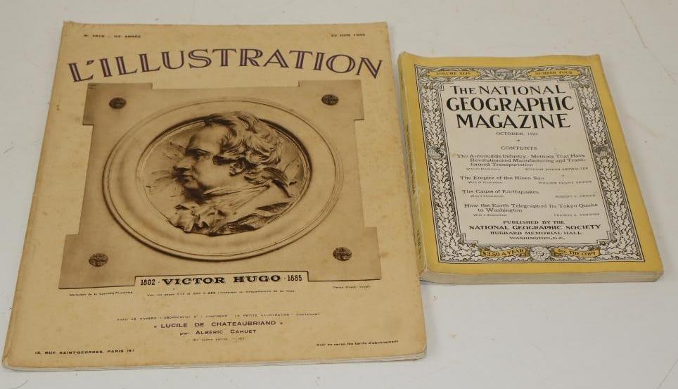 Group Of 2 1923 & 1935 National Geographic Magazine & L'Illustration Magazines: Largest Is 11.25x15