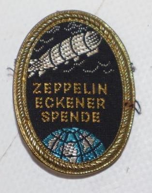 Woven Silk Zeppelin Eckener Spende Donation Pin Back Badge: 1.25x1.5