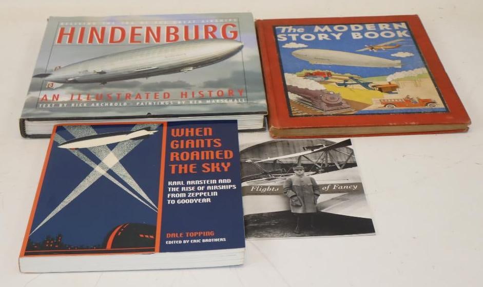 Group of 4 Hindenburg, and Zeppelin Airship Books: largest 12" x 11" x 1.25"