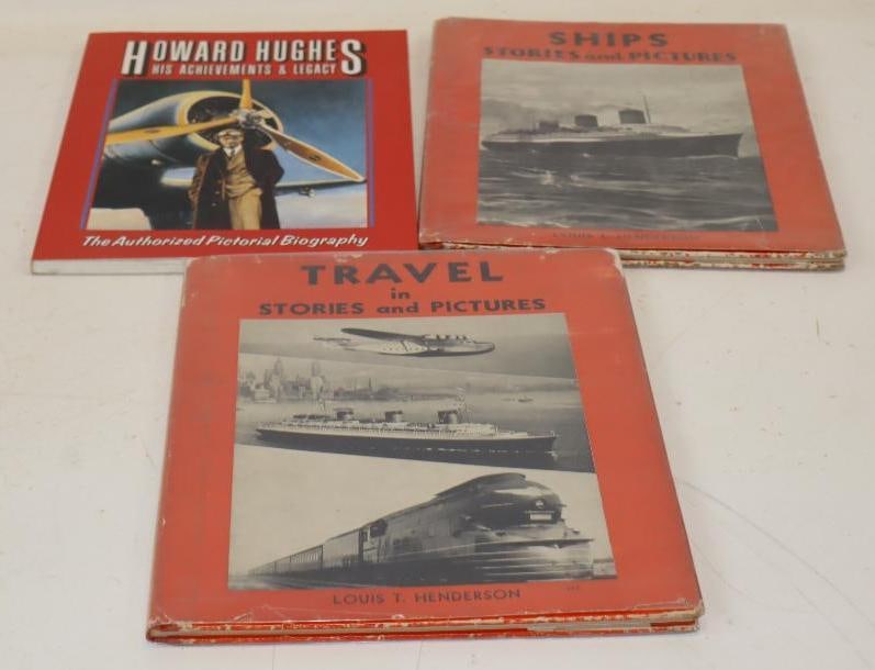 Group of 3 Travel Stories and Pictures, and Howard Hughes Pictoral Biography Books: largest 10" x 12" x .5"