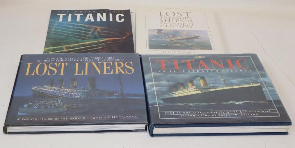 Group Of 4 Lost Treasure And Lost Ships Hardbound And Paperback Books: Largest Is 12x11x1.5