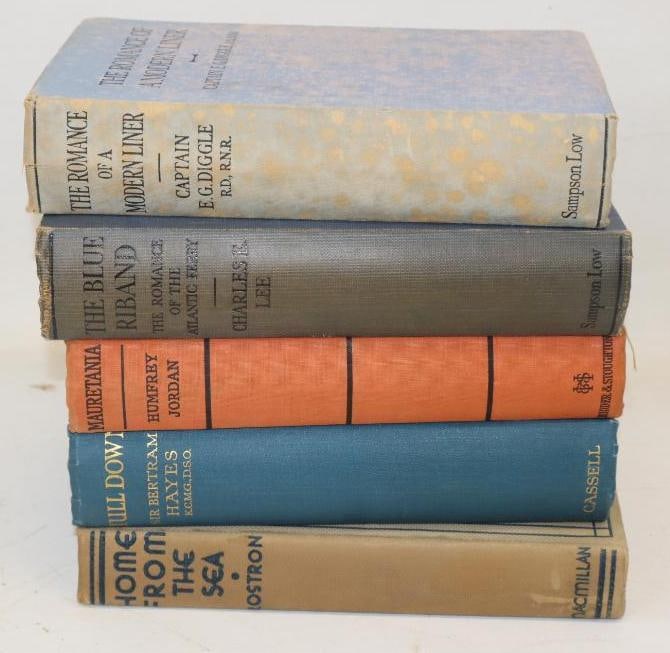 Group Of 5 Early Hardbound Ship Books: 6x9x2 Each