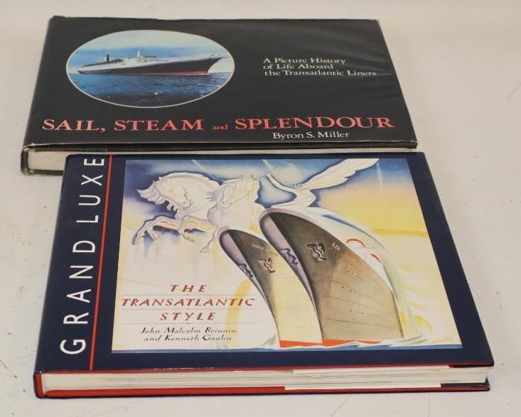 Group Of 2 Grand Luxe And Sail, Steam And Spendour Transatlantic Ship Books: Largest Is 14x10.5x1.5