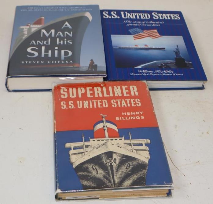Group Of 3 S. S. United States Hardbound Ship Books: Largest Is 7x9.5x1.5