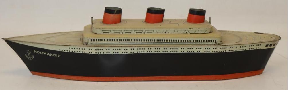 Tin Litho Normandie Oceanliner Ship: 4" x 21" x 5"