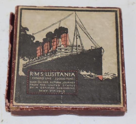 R.M.S Lusitania Commemorative Token in Original Box: 3" x 3" x .25"