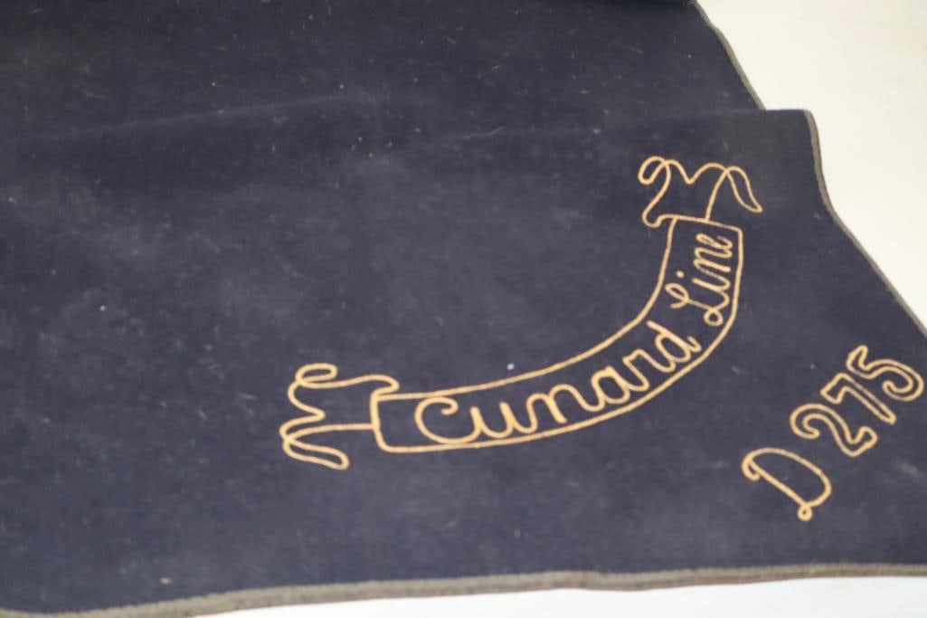 Cunard Line D275 Wool Ship Blanket: 58" x 52"