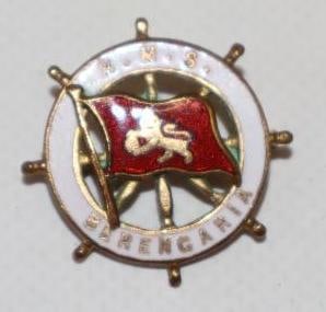 R.M.S. Berengaria Die Cut Cloisonne Pin Back Badge: 1" x 1"