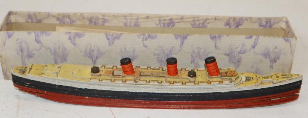 R.M.S. Queen Mary Ship Model with Original Box: 12.5" x 2" x 2.5"