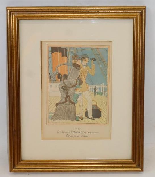 1887 French Line Steamers Framed Tourist Print (1 of 3)