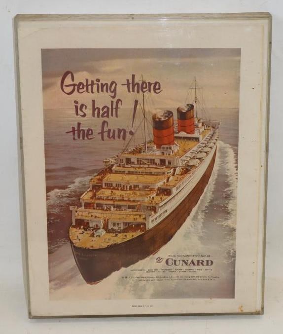 Cunard Lines Queen Elizabeth Oceanliner Magazine Advertisement: 11" x 14"