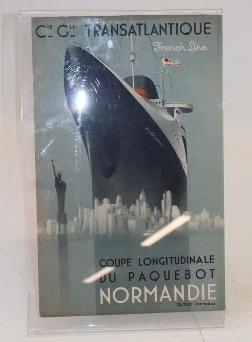 French Line Normandie Empty Menu Folder: 8" x 12.75"