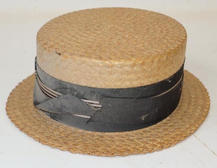 Wicker Hat with S.S. Levaithan Oceanliner Hat Ribbon Attached (1 of 4)