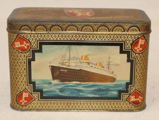 Streithorst Coffee with Bremen Oceanliner Advertising Tin: 7" x 3.5" x 4.5"