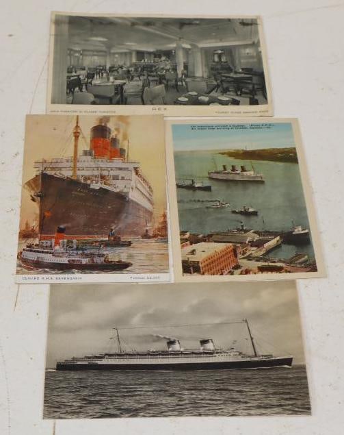 Group Of 4 Different Early Ocean Liner Postcards: Largest Is 5.75x4.25